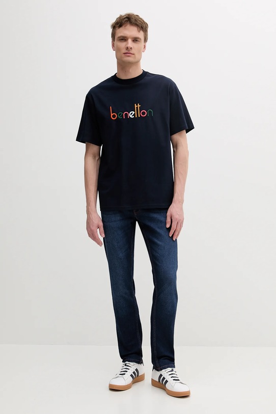 United Colors of Benetton tricou din bumbac 3MI6U109O bleumarin SS25