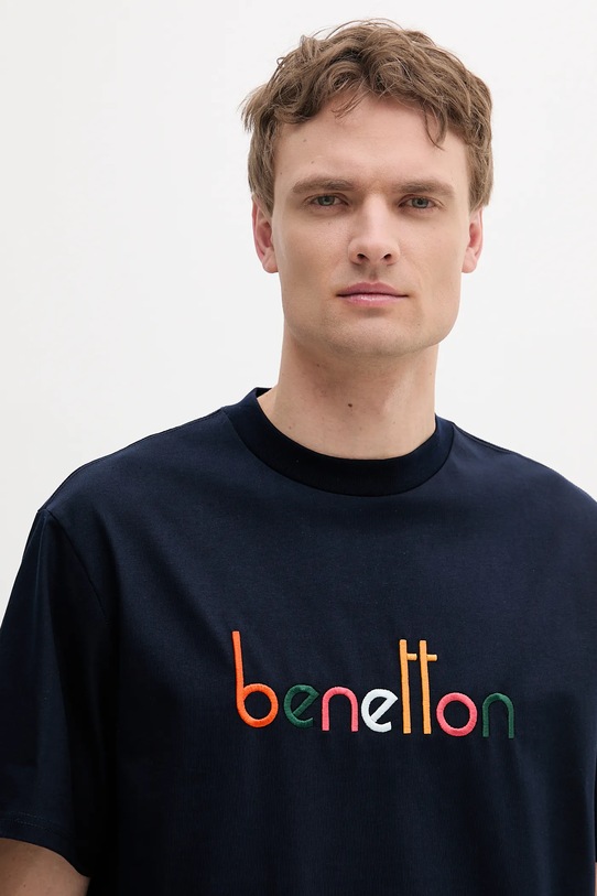 United Colors of Benetton tricou din bumbac bleumarin 3MI6U109O