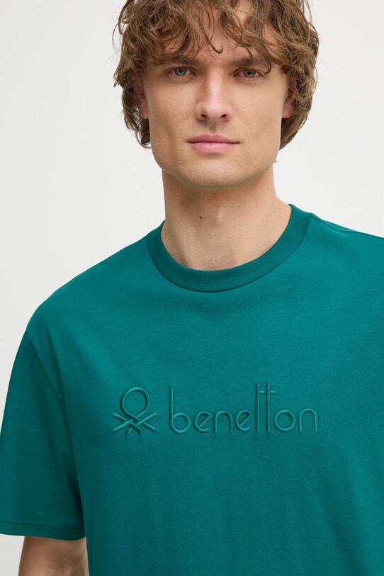 Хлопковая футболка United Colors of Benetton бирюзовый 3MI6U109O