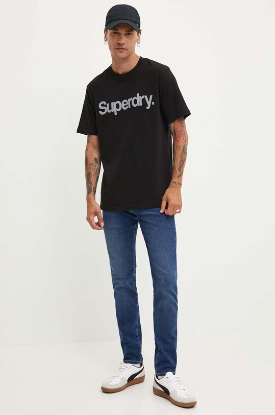 Бавовняна футболка Superdry M1012032A.02A чорний AW24
