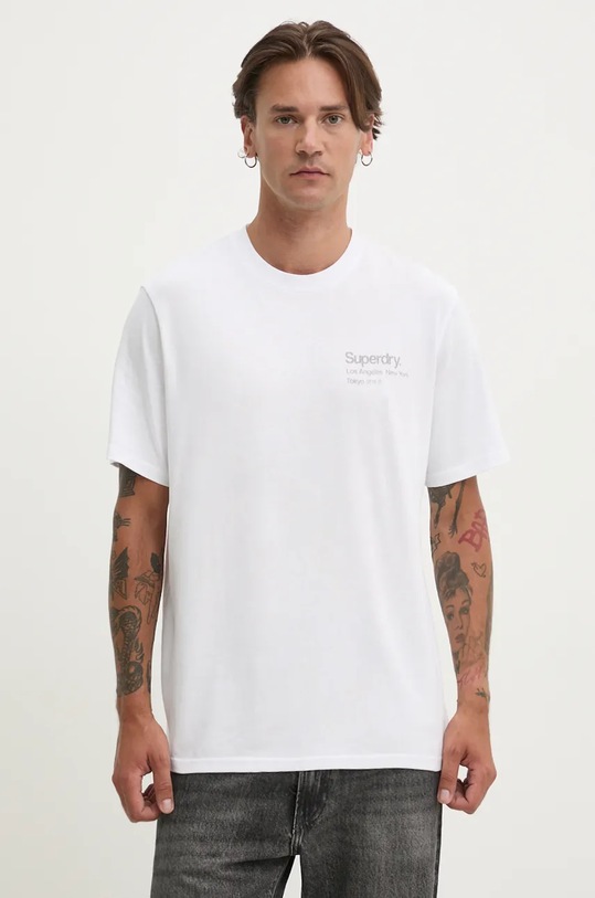Îmbrăcăminte Superdry tricou din bumbac M1012032A.T7X alb