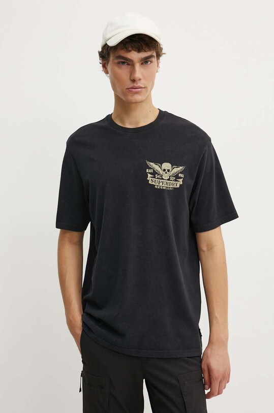 Odzież Superdry t-shirt bawełniany M1012047A.8IT czarny
