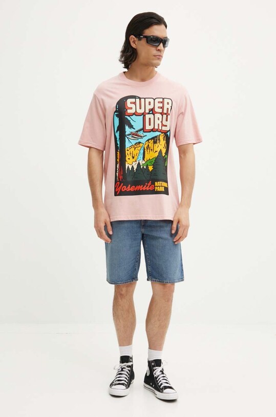 Бавовняна футболка Superdry M1012187A.MDM рожевий AW24