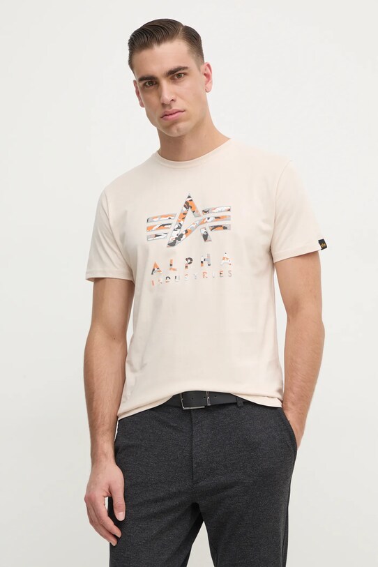 Бавовняна футболка Alpha Industries бежевий 146506