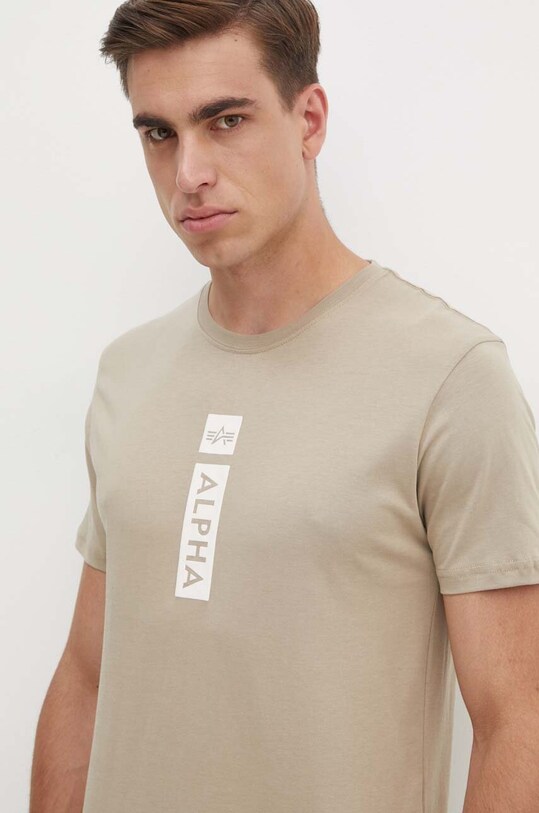 Бавовняна футболка Alpha Industries бавовна бежевий 146509