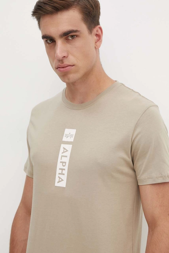 Alpha Industries t-shirt bawełniany nadruk beżowy 146509