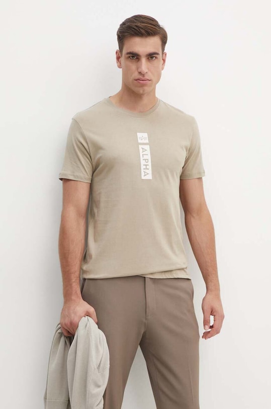 Alpha Industries tricou din bumbac bej 146509