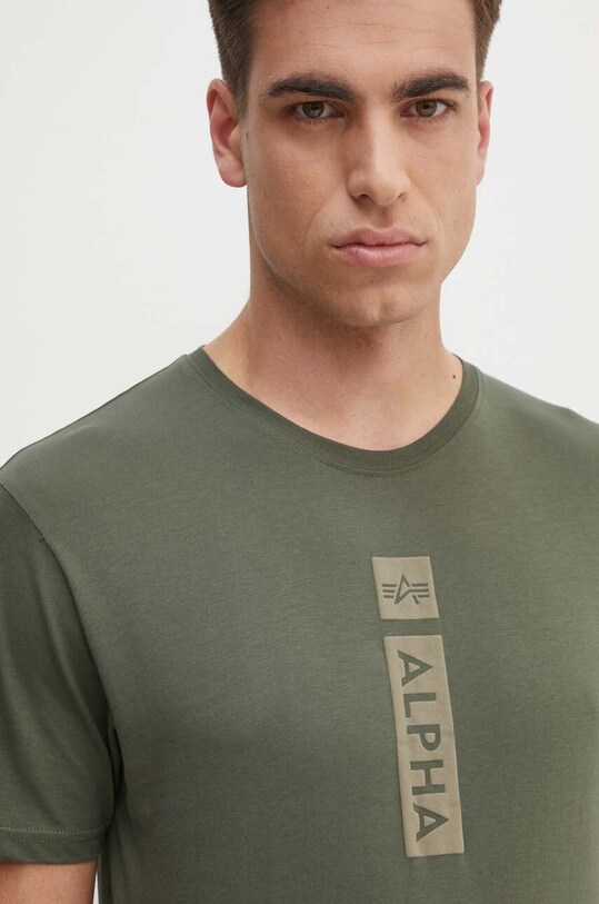 Хлопковая футболка Alpha Industries хлопок зелёный 146509