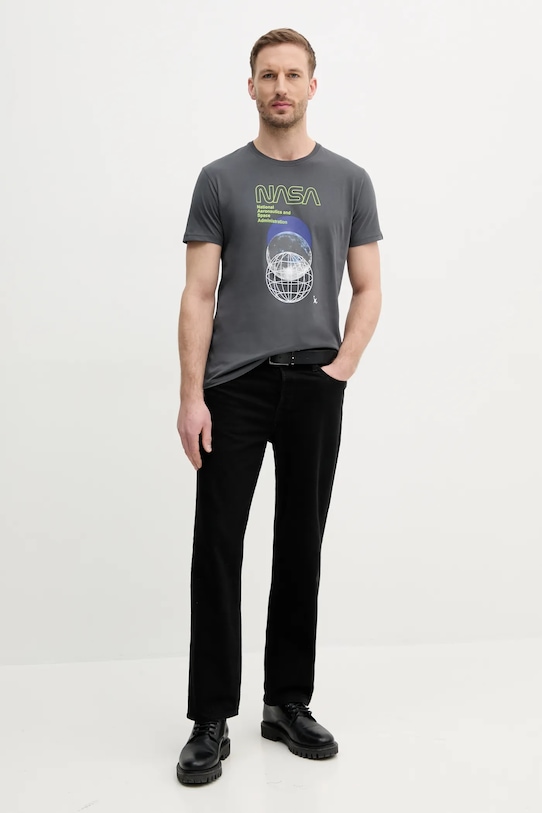 Bombažna kratka majica Alpha Industries 146510 siva SS25