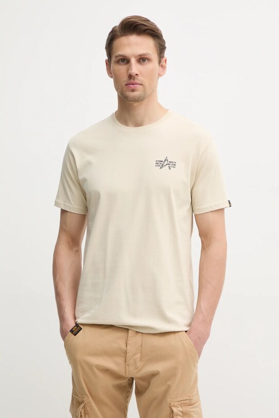 Oblečenie Bavlnené tričko Alpha Industries 148516 béžová