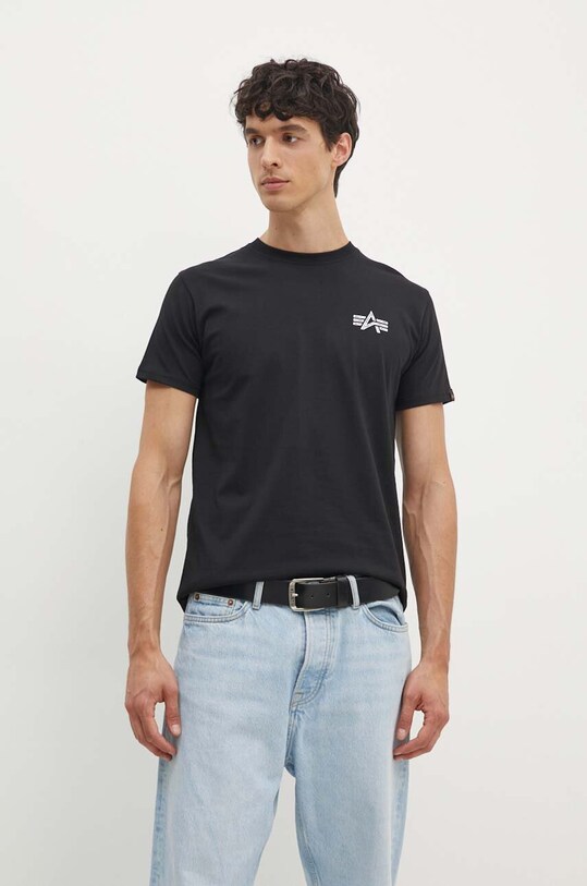 Бавовняна футболка Alpha Industries 148516 чорний SS25