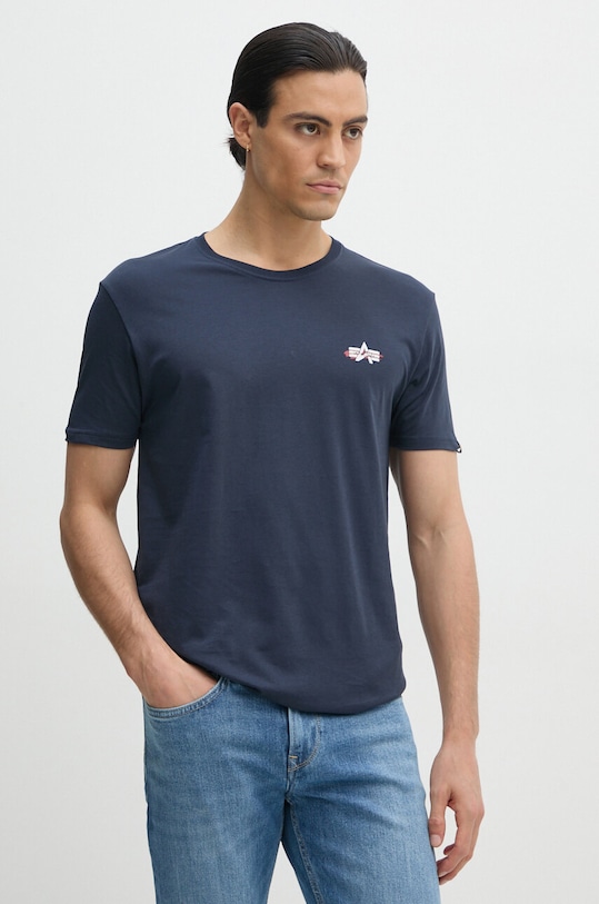 Alpha Industries tricou din bumbac imprimeu albastru 148523