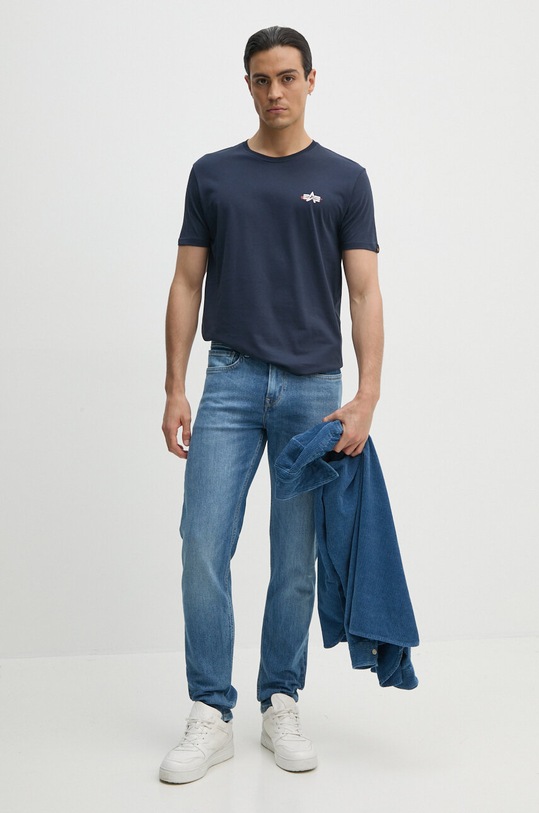 Alpha Industries tricou din bumbac 148523 albastru AW24