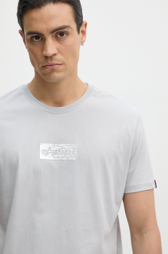 Памучна тениска Alpha Industries сив 148514.