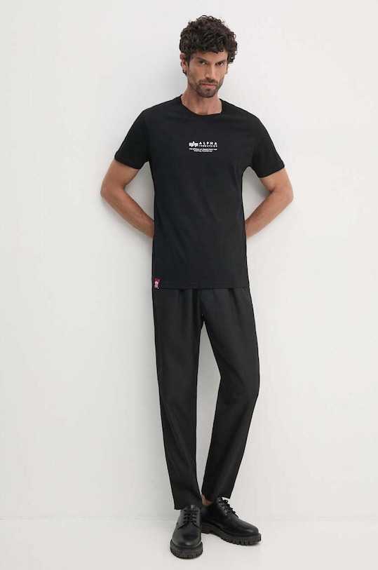 Alpha Industries tricou din bumbac 108501 negru AW24