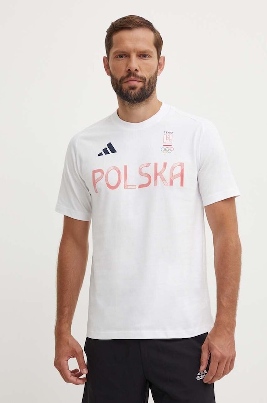 adidas Performance tricou Polska print alb JF6672