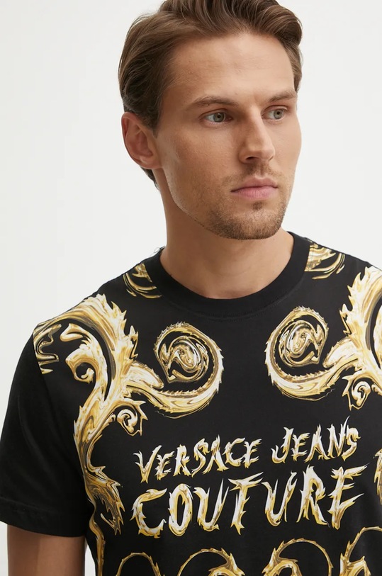 Versace Jeans Couture tricou din bumbac negru 77GAH6SC.JS379