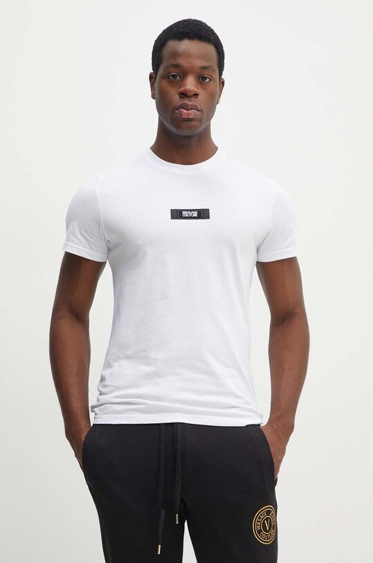 Versace Jeans Couture tricou din bumbac alb 77GAH6S3.J0001