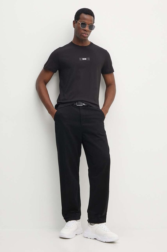 Bavlněné tričko Versace Jeans Couture 77GAH6S3.J0001 černá AW24