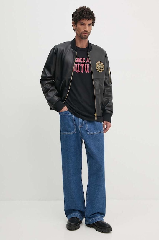 Bavlnené tričko Versace Jeans Couture 77GAHL00.CJ01L čierna AW24