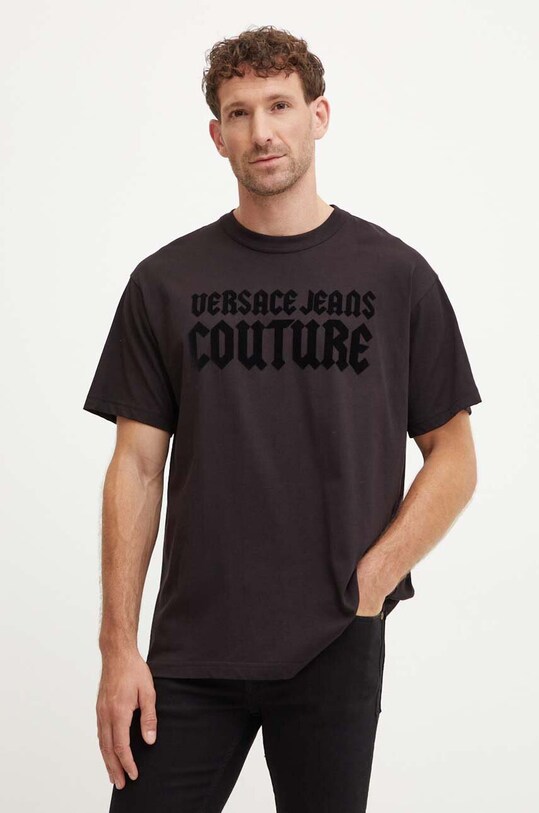 Versace Jeans Couture tricou polo slim negru 77GAHL01.CJ01L