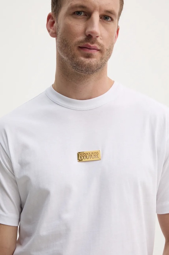 Versace Jeans Couture tricou din bumbac alb 77GAHT08.CJ00T