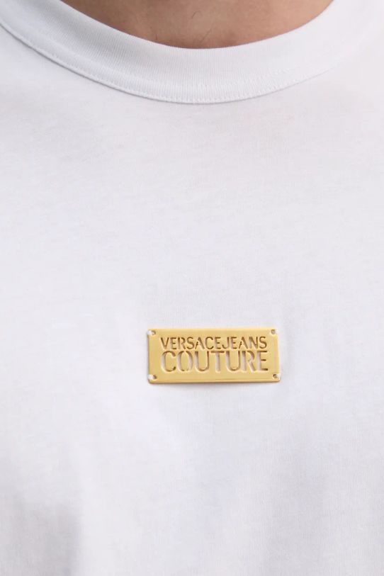 Versace Jeans Couture tricou din bumbac 77GAHT08.CJ00T alb