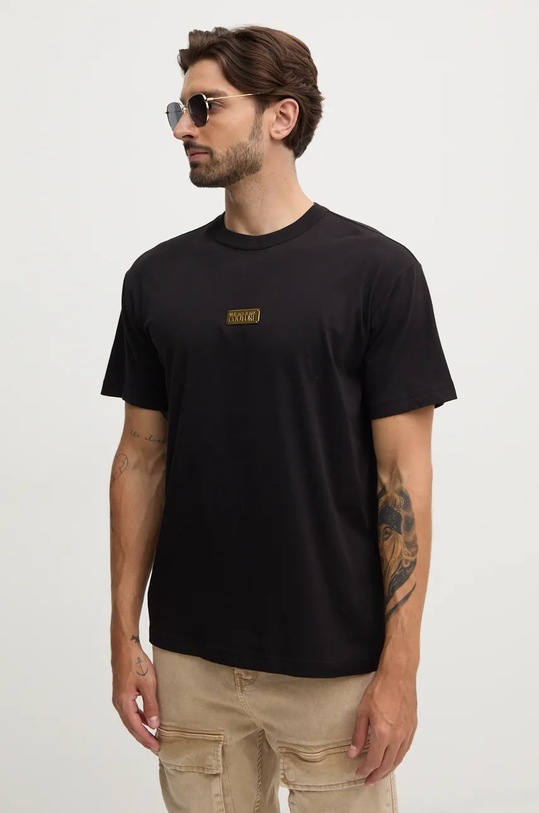 Versace Jeans Couture tricou din bumbac negru 77GAHT08.CJ00T