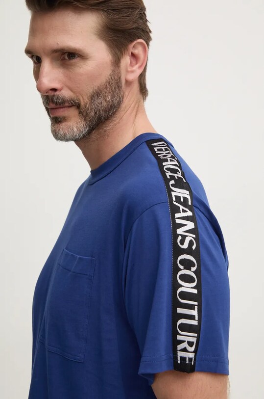 Хлопковая футболка Versace Jeans Couture голубой 77GAHC02.CJ01C
