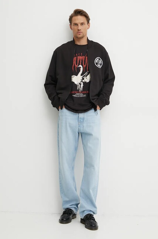 Versace Jeans Couture tricou din bumbac 77GAHG01.CJ00G negru AW24