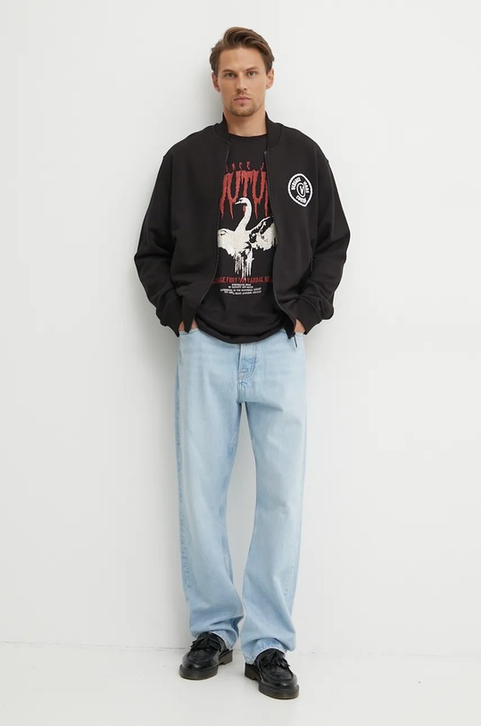 Pamučna majica Versace Jeans Couture 77GAHG01.CJ00G crna AW24