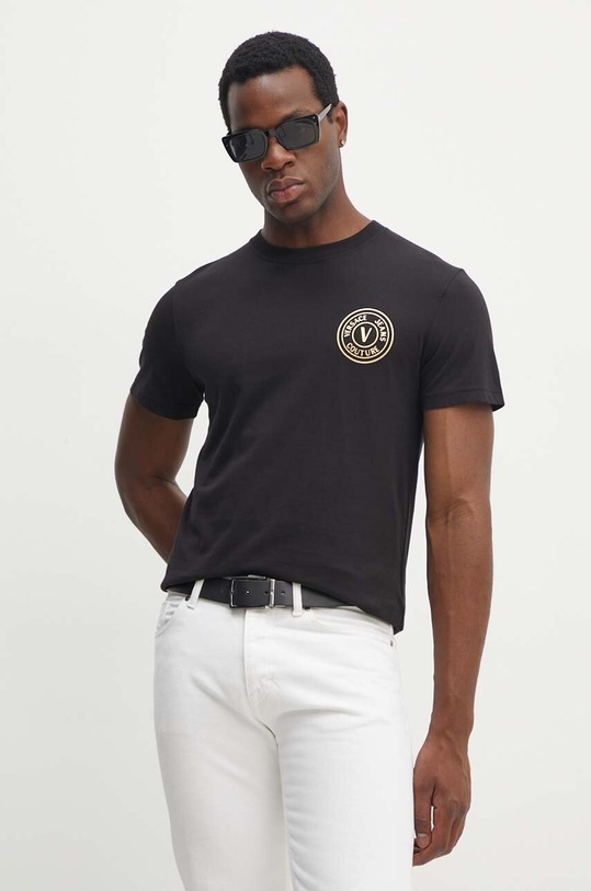 Bavlněné tričko Versace Jeans Couture černá 77GAHT00.CJ00T