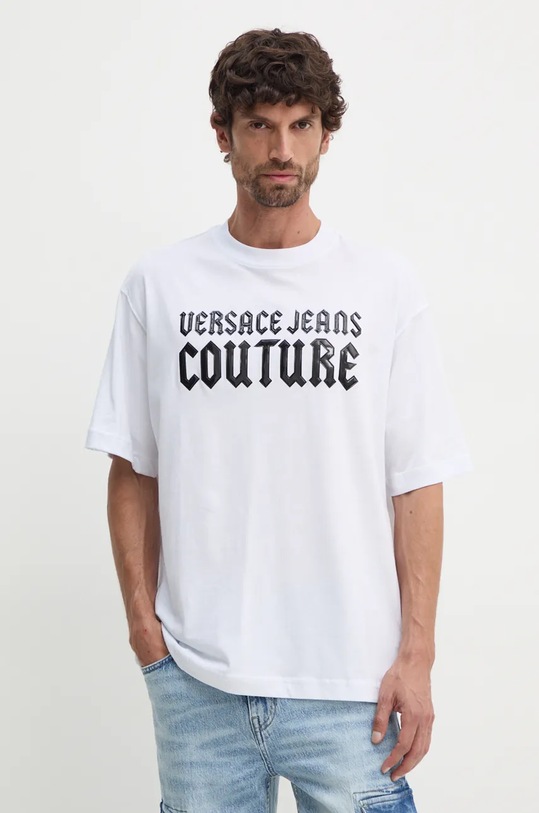 Versace Jeans Couture pamut póló pamut fehér 77GAHL02.CJ01L