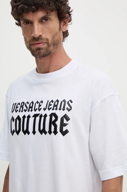 Versace Jeans Couture tricou din bumbac alb 77GAHL02.CJ01L