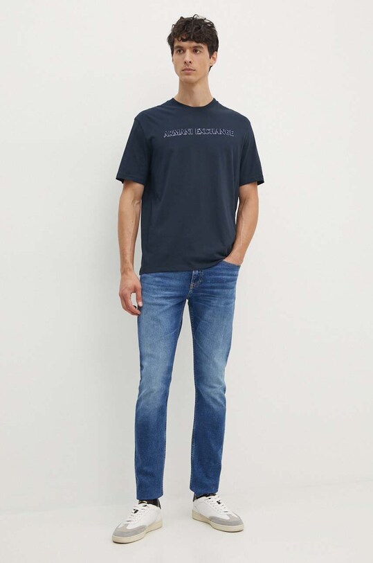 Armani Exchange tricou din bumbac 6DZTBD.ZJ3VZ bleumarin AW24