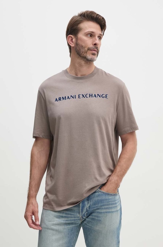 Armani Exchange t-shirt bawełniany nadruk beżowy 6DZTBD.ZJ3VZ
