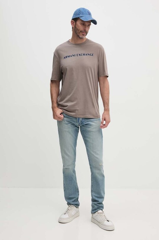Armani Exchange tricou din bumbac 6DZTBD.ZJ3VZ bej AW24