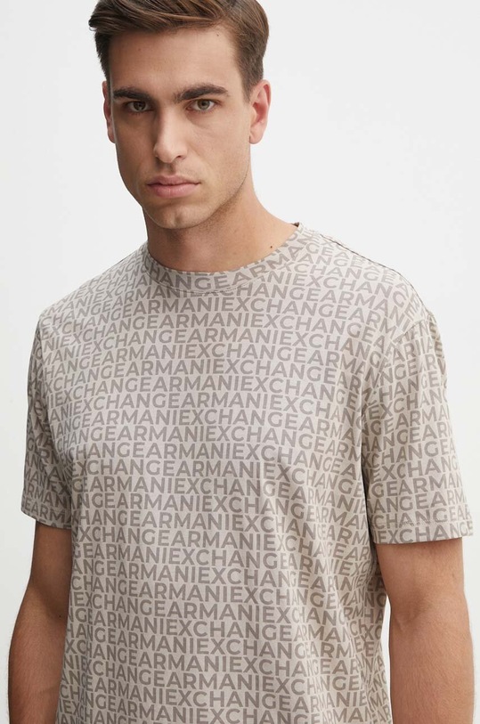 Armani Exchange t-shirt bawełniany wzorzyste beżowy 6DZTJA.ZJH4Z