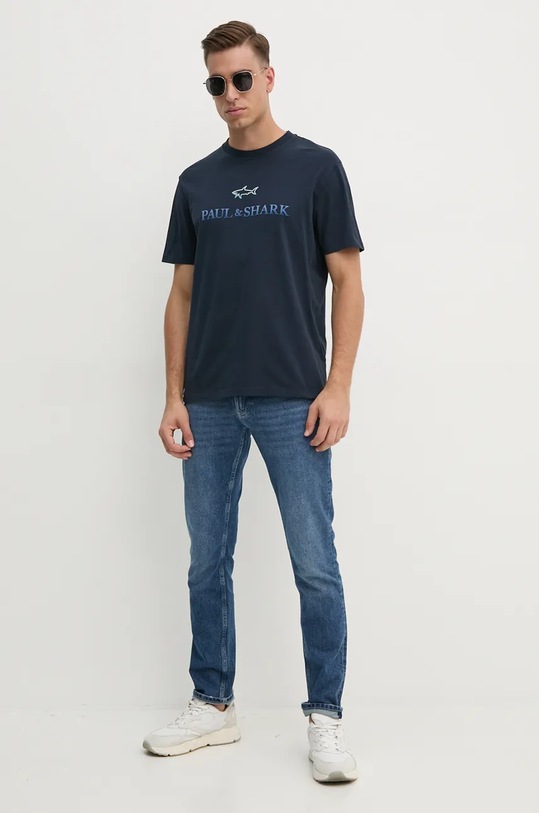 Paul&Shark tricou din bumbac 14311604 bleumarin AW24
