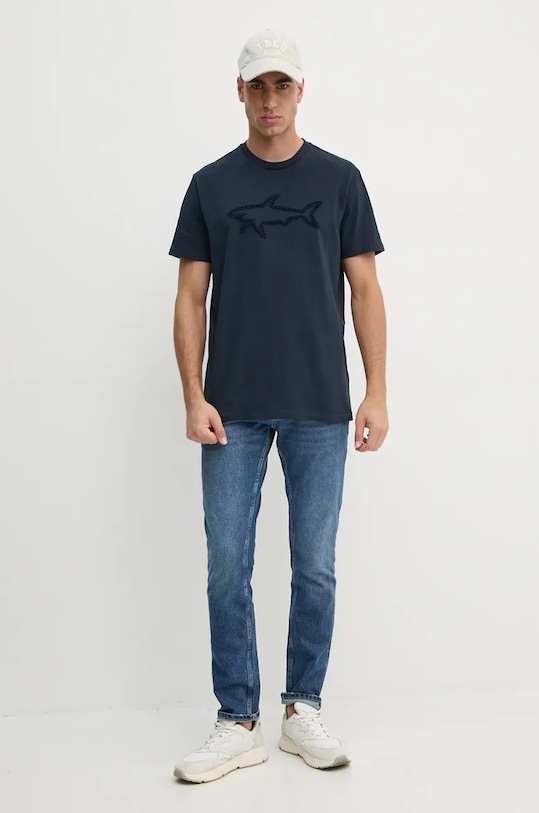 Bavlněné tričko Paul&Shark 14311608 námořnická modř AW24
