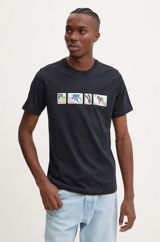 PS Paul Smith tricou din bumbac print bleumarin M2R.011R.NP4805