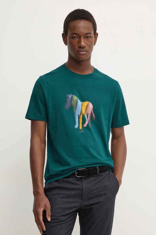 Pamučna majica PS Paul Smith Planet friendly zelena M2R.011R.NP4806