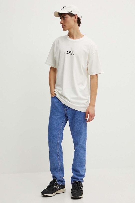 Vans t-shirt bawełniany VN000HFFFS81 beżowy AW24