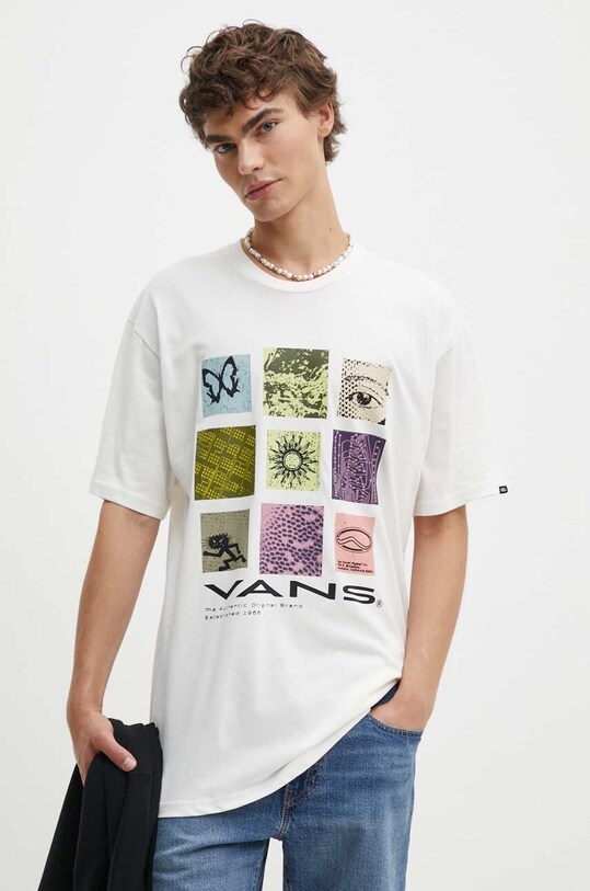 Vans t-shirt bawełniany nadruk beżowy VN000HFQFS81