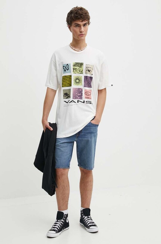 Vans t-shirt bawełniany VN000HFQFS81 beżowy AW24