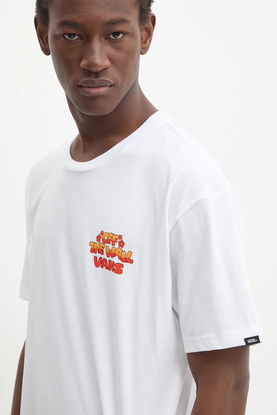 Bavlněné tričko Vans kulatý bílá VN000KHRWHT1