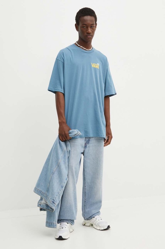 Bavlněné tričko Vans VN000HFTJCN1 modrá AW24