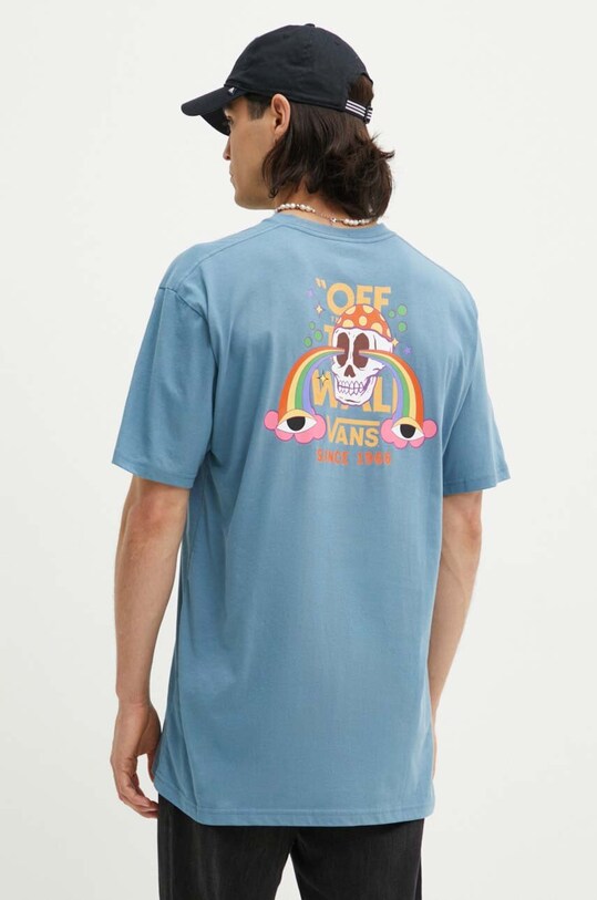 Vans tricou din bumbac print albastru VN000KHWJCN1