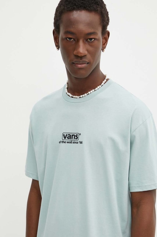 Vans t-shirt bawełniany nadruk turkusowy VN000HFFM8I1