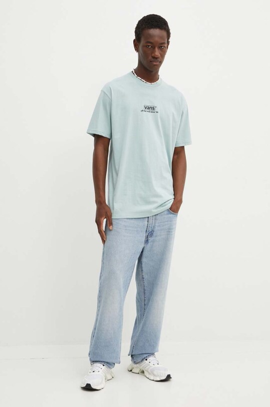 Vans tricou din bumbac VN000HFFM8I1 turcoaz AW24